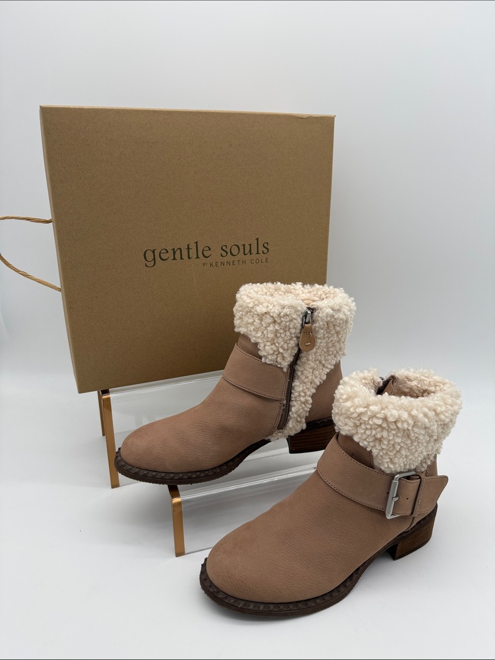 Gentle Souls by Kenneth Cole Leighton Slit Moto Cozy Mushroom Tan